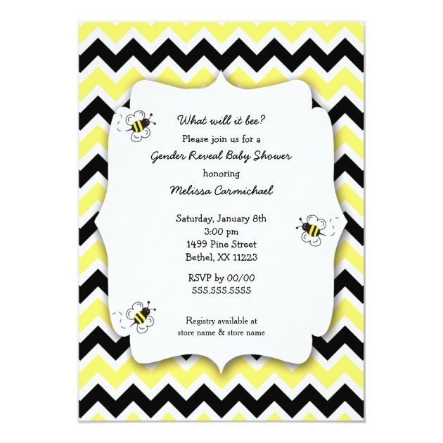 Bumble Bee Baby Shower invites / what will it bee (front side)