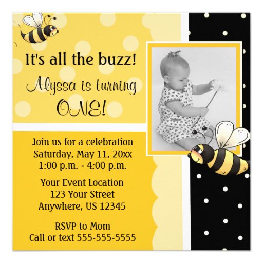 Bumble Bee Birthday Invitation
