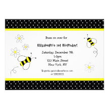 Bumble Bee Birthday invitations