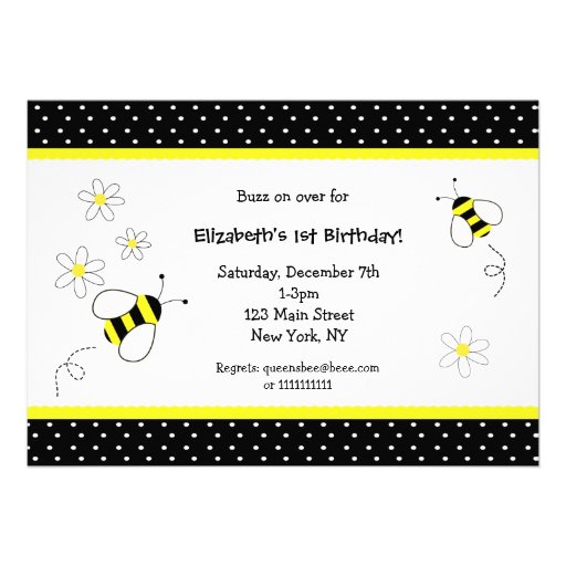 Bumble Bee Birthday invitations