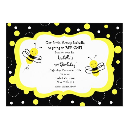 Bumble Bee Birthday Party Invitations Honey