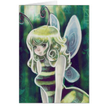 Bumble Bee Blond Fairy Greeting Card