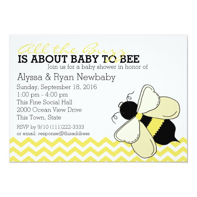 Bumble Bee Buzz Baby Shower Card (front side)