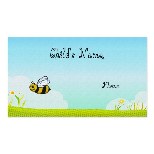 Bumble Bee Children's Calling Card Business Card (front side)