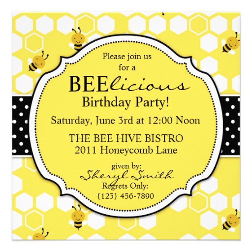 Bumble Bee Cupcake Third Birthday Invites