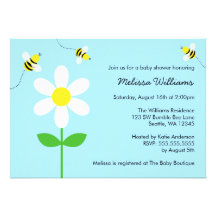 Bumble Bee Daisy Baby Shower Custom Invitation