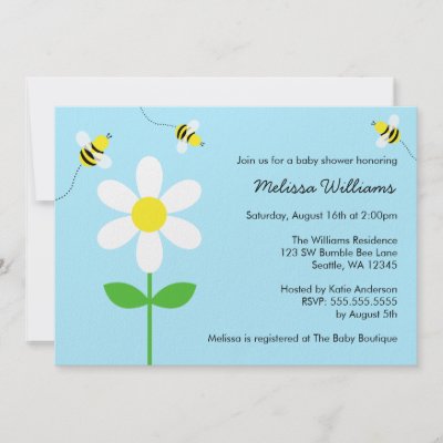 Bumblebee Baby Shower Invitations on Bumble Bee Daisy Baby Shower Custom Invitation By Printcreekstudio