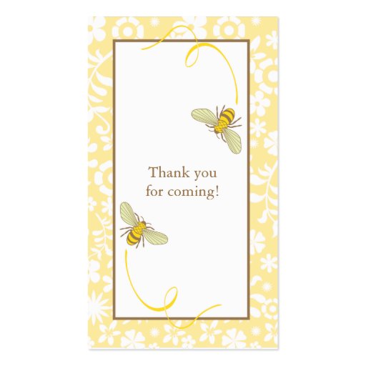 Bumble Bee Favor Tag Business Card Template (front side)