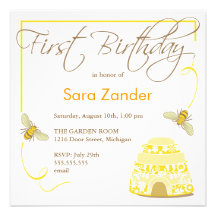 Bumble Bee First Bithday Invitation