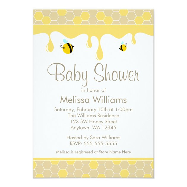 Bumble Bee Honey Baby Shower Invitations (front side)