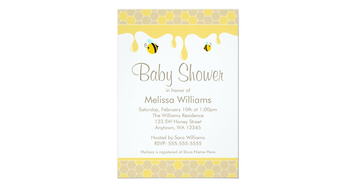 Bumble Bee Honey Baby Shower Invitations