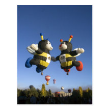 Bumble bee hot air balloons Post card