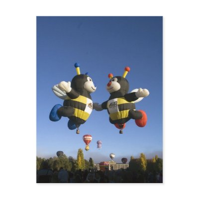 Bumble bee hot air balloons Post card by maximus7