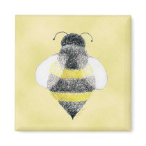 Bumble Bee Illustration Magnet by 13BlackCatsDesigns Bumble Bee Illustration Magnet