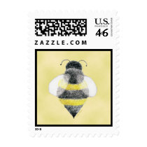 Bumble Bee Illustration Postage Stamp by 13BlackCatsDesigns Bumble Bee Illustration Postage Stamp
