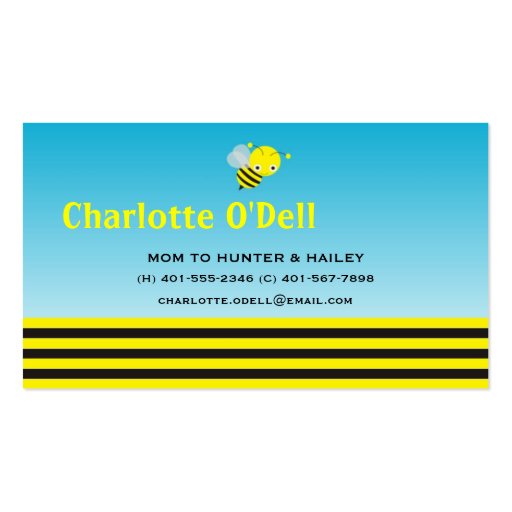 bumble bee mommy card business card templates