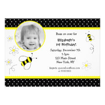 Bumble Bee Photo Birthday invitations
