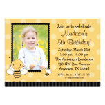 Bumble Bee Photo Birthday Party Invitations
