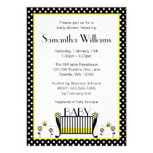 Bumble Bee Polka Dot Baby Shower Invitations