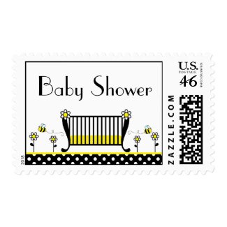 Bumble Bee Polka Dot Baby Shower Postage Stamp