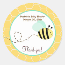 Bumble Bee Round Favor Sticker