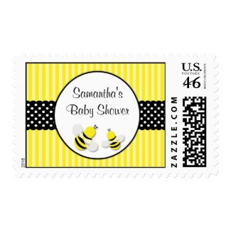Bumble Bee Striped Polka Dots Baby Shower stamp