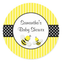 Bumble Bee Striped Polka Dots Baby Shower Stickers