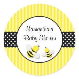 Bumble Bee Striped Polka Dots Baby Shower sticker