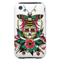 Bumble Bee with Bee Hive Skull and Crossbones Iphone 3 Tough Covers