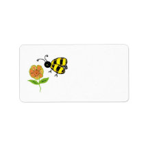 Bumble Bee with Orange Flower Custom Address Label