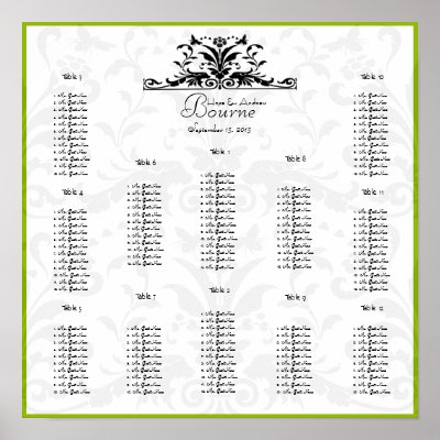 Bumble Bee Yellow Black Damask Seating Chart Poster by samack