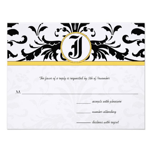 Bumble Bee Yellow Damask Response Card- Invitation