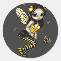 art, fantasy, eye, eyes, big eye, bee, bumblebee, bumble, bumble bee, bumble bees, bumblebee fairy, bumble bee fairy, bumblebees, bees, big eyed, jasmine, becket-griffith, becket, griffith, jasmine becket-griffith, jasmin, strangeling, artist, goth, gothic, fairy, gothic fairy, faery, fairies, faerie, fairie, lowbrow, low brow, big eyes, strangling, fantasy art, original, lowbrow art, pop, Klistermærke med brugerdefineret grafisk design