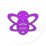 Bumblebee or Bumble Bee Honey Queen Wasp Purple Round Stickers