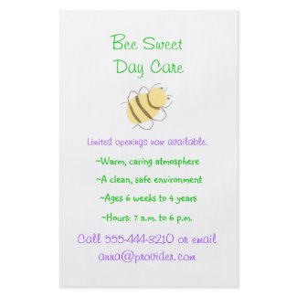 Bumblebee theme child care flyer flyer