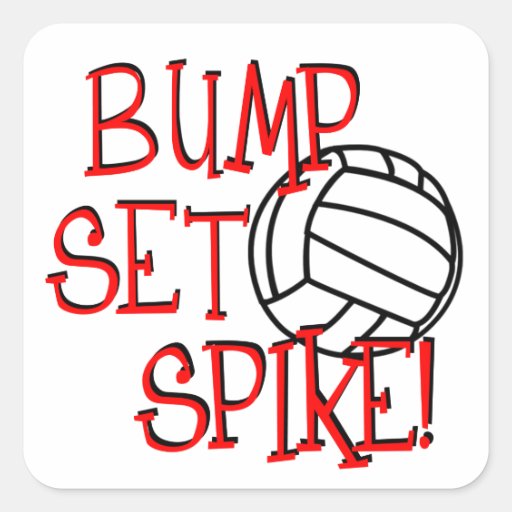 Bump, Set, Spike! Volleyball Square Sticker Zazzle