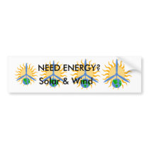BUMPER sticker about Solar & Wind ENERGY bumper stickers