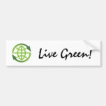 Bumper sticker: Live green - recycling symbol