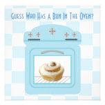 Bun In The Oven Baby Boy Blue Baby Shower Invitations