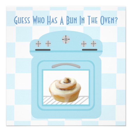 Bun In The Oven Baby Boy Blue Baby Shower Invitations