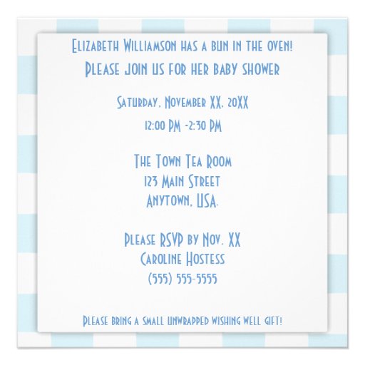 Bun In The Oven Baby Boy Blue Baby Shower Invitations