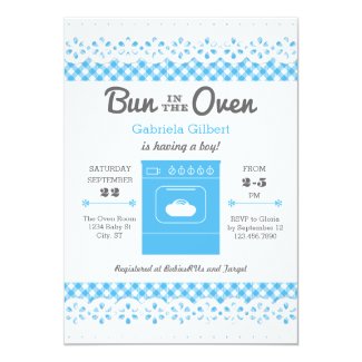 Bun In The Oven Boy Baby Shower Invitation