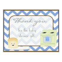 Bun in the Oven Boy Thank You Postcard