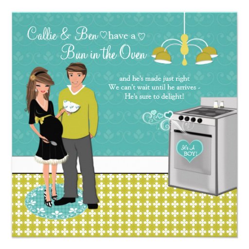 Bun In The Oven Couples Boy Baby Shower Invites