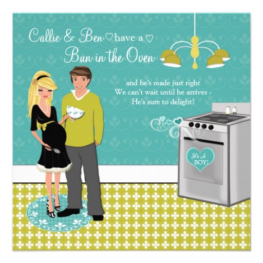 Bun In The Oven Couples Boy Baby Shower Invites