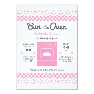 Bun In The Oven Girl Baby Shower Invitation