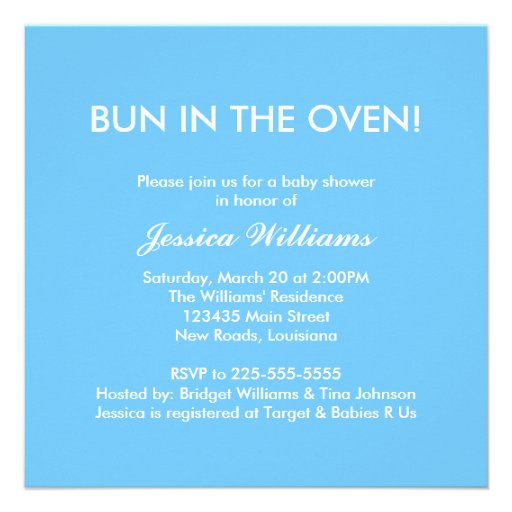 Bun in the Oven Personalized Invitations