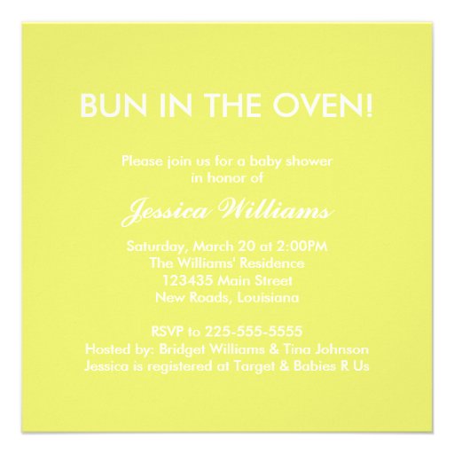 Bun in the Oven Personalized Invitations