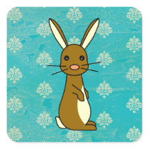 Bunbun - Cute Brown Rabbit Square Sticker