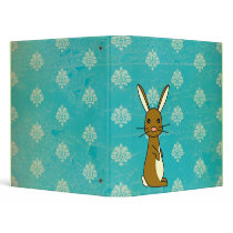 Bunbun - Cute Rabbit Blue Damask Binder